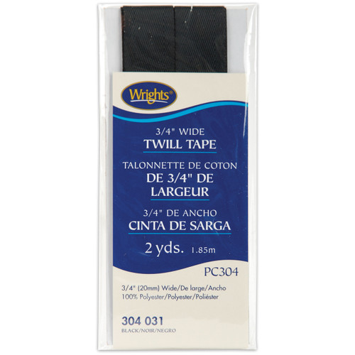 3 Pack - Wrights Twill Tape .75"X2yd-Black - 117-304-031 - 070659137235