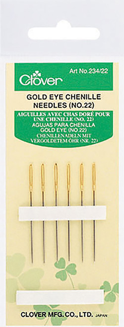 Clover Gold Eye Chenille Needles-Size 22 6/Pkg 234-22 - 051221403132