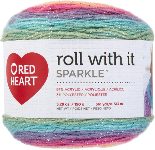 Red Heart Roll With It Sparkle Yarn-Magic E898-9275 - 073650044137