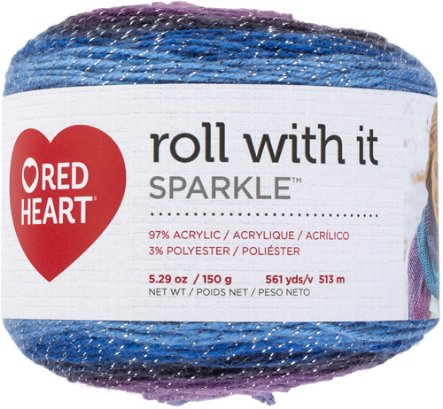 Red Heart Roll With It Sparkle Yarn-Amethyst - E898-7001 - 073650047183