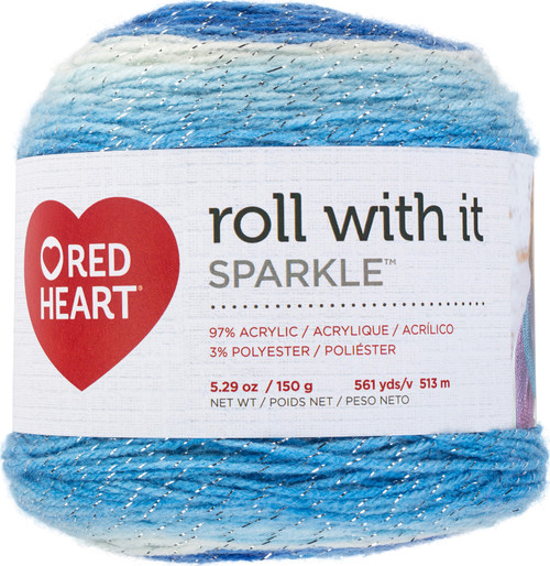 Red Heart Roll With It Sparkle Yarn-Krystal - E898-9801 - 073650044205 Red Heart Roll With It Sparkle Yarn-Krystal - E898-9801 - 073650044205