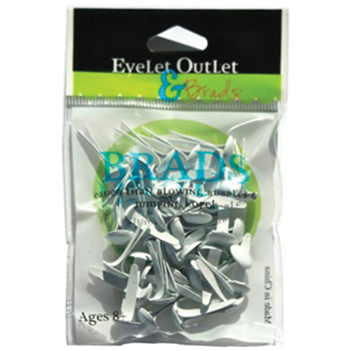 3 Pack - Eyelet Outlet Round Brads 8mm 40/Pkg-White - BRD8MM-292B - 810787020111
