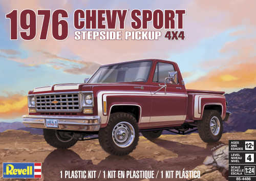 Revell Plastic Model Kit-76 Chevy Sport Stepside Pickup 4X4 854486 - 031445044861