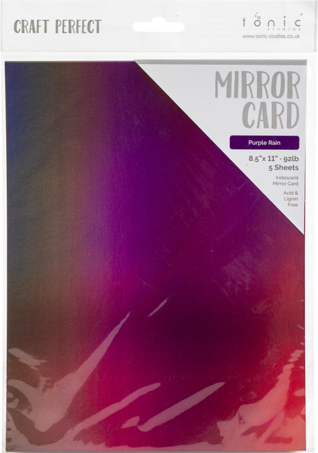Craft Perfect Mirror Cardstock 92lb 8.5"X11" 5/Pkg-Iridescent -Purple Rain MIRROR-9788E - 818569027884
