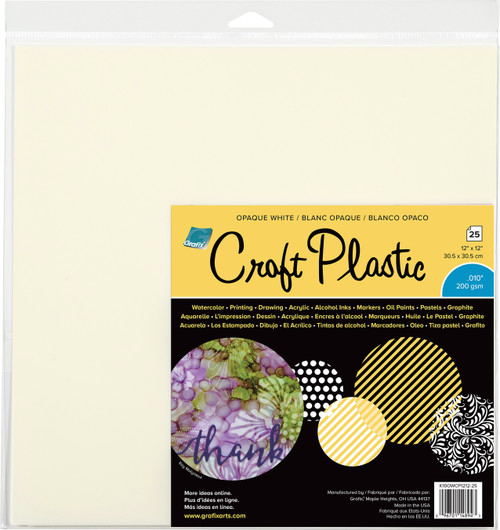 Grafix Craft Plastic Sheets 12"X12" 25/Pkg-Opaque White .010 - KOWCP125 - 096701148943