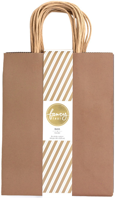 American Crafts Fancy That Kraft Bags 8"X10.25" 13 Pack-Kraft - ACGIFTBG-44249 - 718813442497