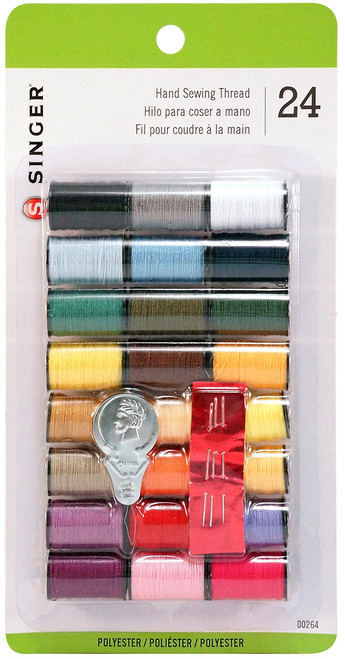 6 Pack - SINGER Polyester Thread 10yd 24/Pkg-Assorted Colors - 00264 - 075691002640