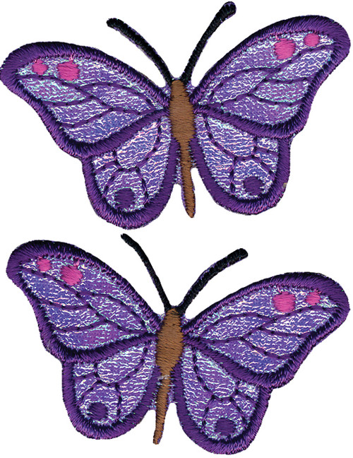 Wrights Iron-On Appliques 2/Pkg-Iridescent Butterflies 196 721-8001 - 070659505393