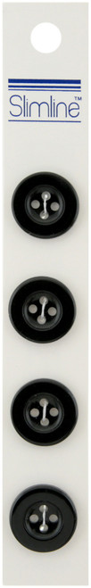 6 Pack Slimline Buttons -Black 4-Hole 3/4" 4/Pkg SL-209A - 097327818777