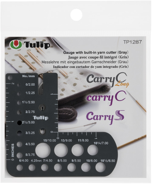 Tulip CarryC Gauge For Long Fine Gauge Bamboo Needles-W/ Built-In Yarn Cutter TP1287 - 846550017521