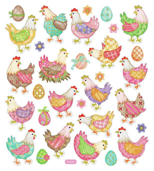 Sticker King Stickers-Chickens In Plaid SK129MC-4315 - 679924431513