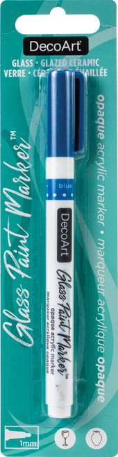 DecoArt Glass Paint Marker 1mm-Blue -Opaque -DGPM-61 - 766218125859