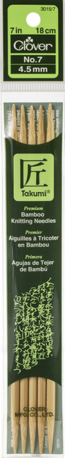 3 Pack - Takumi Bamboo Double Point Knitting Needles 7" 5/Pkg-Size 7/4.5mm - 3015-7 - 051221222078 3 Pack - Takumi Bamboo Double Point Knitting Needles 7" 5/Pkg-Size 7/4.5mm - 3015-7 - 051221222078