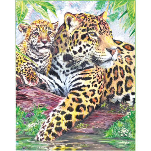 Royal & Langnickel Color Pencil By Number Kit 8.75"X11.75"-Jaguar Family - CPBNK-10