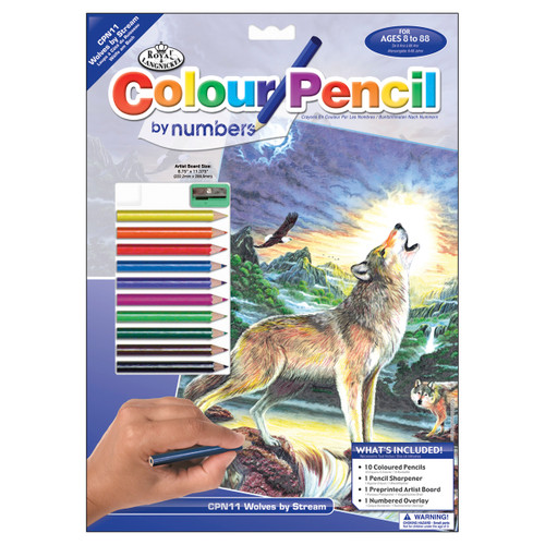 Royal & Langnickel Color Pencil By Number Kit 8.75"X11.75"-Wolf At Night CPBNK-11 - 090672057112