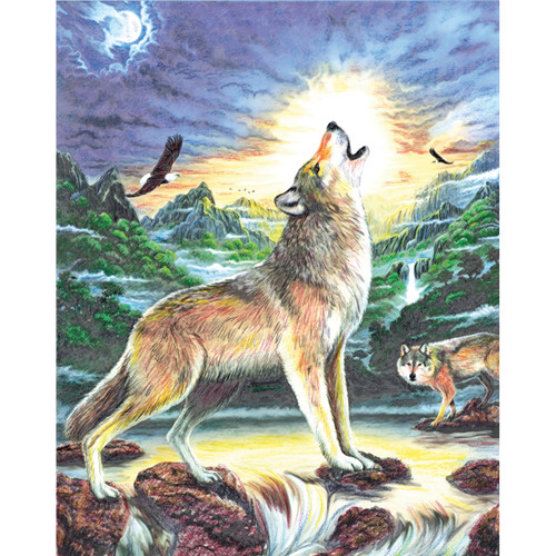 Royal & Langnickel Color Pencil By Number Kit 8.75"X11.75"-Wolf At Night - CPBNK-11
