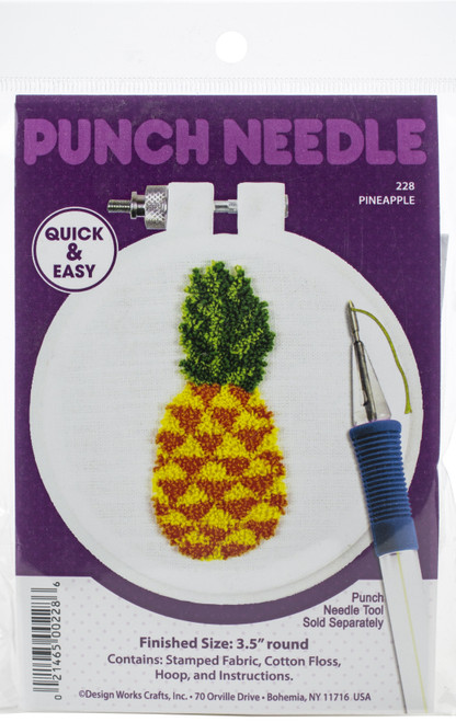 3 Pack Design Works Punch Needle Kit 3.5" Round-Pineapple DW228 - 021465002286