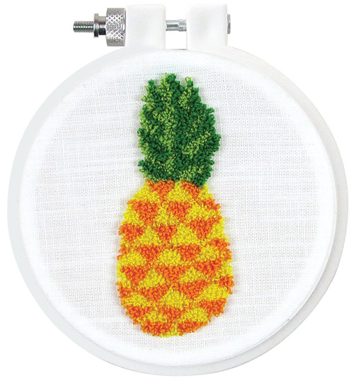 3 Pack Design Works Punch Needle Kit 3.5" Round-Pineapple DW228
