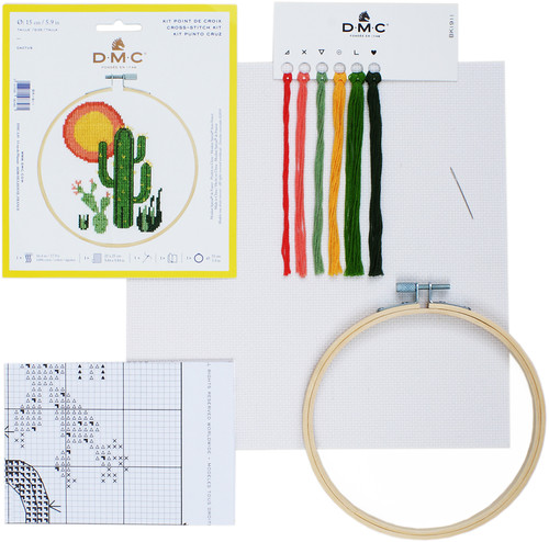 3 Pack - DMC Stitch Kit 6" Diameter-Cactus (14 Count) - BKL-1911 3 Pack - DMC Stitch Kit 6" Diameter-Cactus (14 Count) - BKL-1911