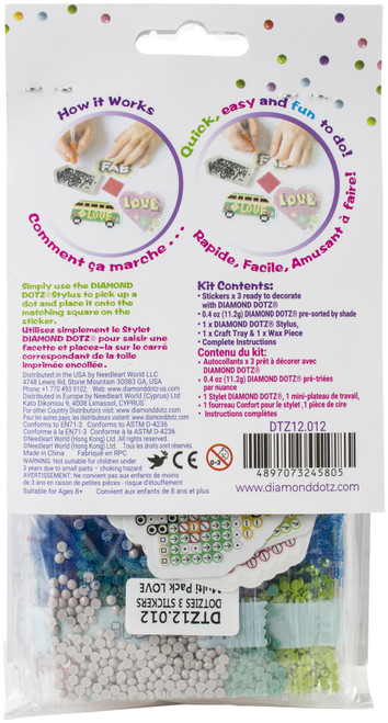 2 Pack Diamond Dotz DOTZIES Diamond Art Sticker Kit -Multi Pack Love 3/Pkg DTZ12012