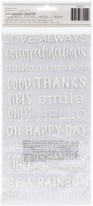 Live Life Happy Thickers Stickers 5.5"X11" 249/Pkg-Phrase/Puffy PB736922