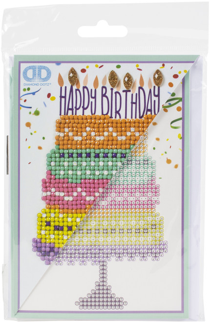 3 Pack Diamond Dotz Diamond Art Greeting Card Kit 5"X7"-Happy Birthday Cake DDG004 - 4897073246567