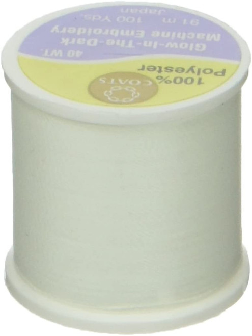 3 Pack Coats Glow-In-The-Dark Machine Embroidery Thread 100yd-White D86-01 - 073650783937