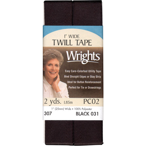 3 Pack - Wrights Twill Tape 1"X2yd-Black - 117-307-031 - 070659137921