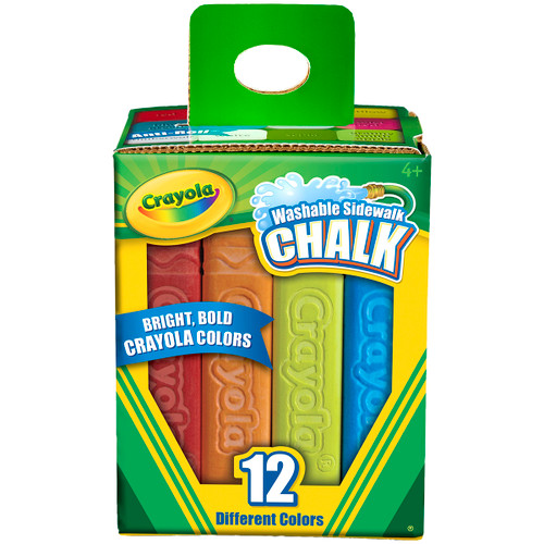 4 Pack Crayola Washable Sidewalk Chalk 12/Pkg-Assorted Colors 51-2012 - 071662612122