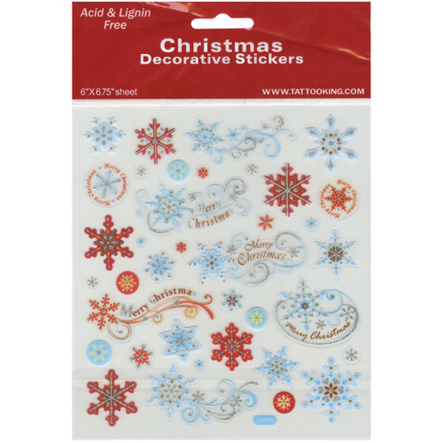 6 Pack Sticker King Stickers-Red & Blue Snowflakes SK129MC-1502 - 679924150216