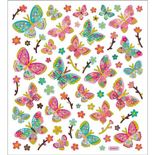 6 Pack Sticker King Stickers-Pink & Aqua Butterflies SK129MC-4297