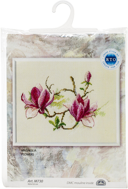 RTO Counted Cross Stitch Kit 7.28"X5.31"-Magnolia Flowers (14 Count) M730 - 4603643222752