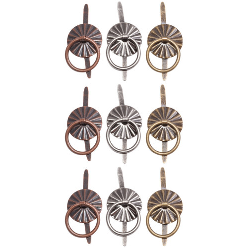 3 Pack - Idea-Ology Metal Ring W/Brad Fastener .25" 9/Pkg-Antique Nickel, Brass & Copper - TH93060