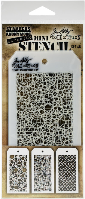 Tim Holtz Mini Layered Stencil Set 3/Pkg-Set #46 - MTS-46 - 787790631217