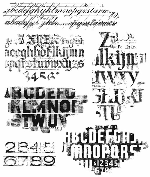 Tim Holtz Cling Stamps 7"X8.5"-Faded Type CMS-397