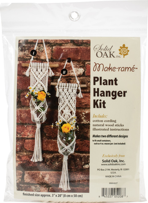 Solid Oak Macrame Plant Hanger Kit-Two Minis MWH027 - 845227052087