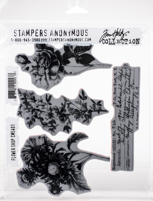 Tim Holtz Cling Stamps 7"X8.5"-Flower Shop CMS-401 - 787790002437
