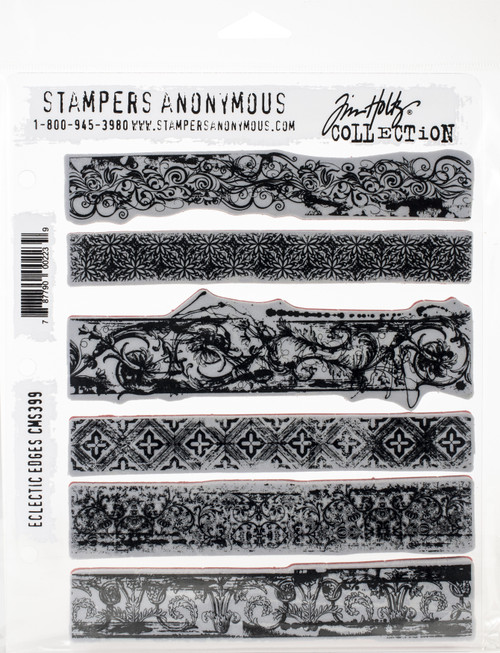 Tim Holtz Cling Stamps 7"X8.5"-Eclectic Edges CMS-399 - 787790002239