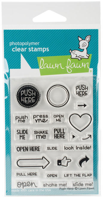 2 Pack - Lawn Fawn Clear Stamps 3"X4"-Push Here - LF1415 - 035292667891