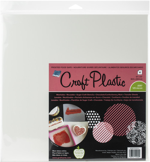 Grafix Foodsafe Craft Plastic Sheets 12"X12" 4/Pkg-Frosted .005 - K05FCP12 - 096701149001