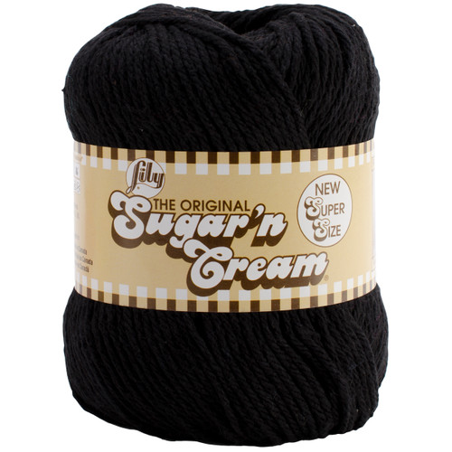 6 Pack - Lily Sugar'n Cream Yarn - Solids Super Size-Black - 102018-18040 - 057355370517