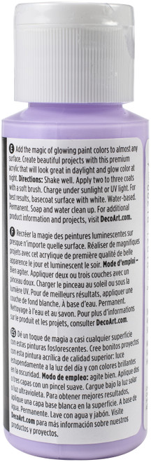 DecoArt Americana Glow In The Dark Paint 2oz-Purple - DAGC2OZ-383