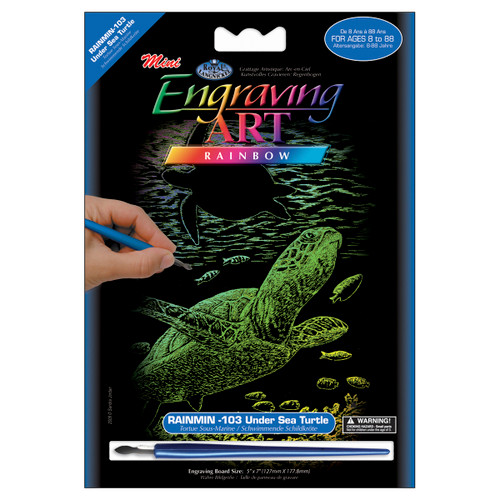 Royal & Langnickel(R) Rainbow Foil Engraving Art Kit 5"X7"-Undersea Turtle - RAIMIN-103 - 090672057235