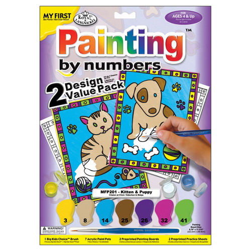 Royal & Langnickel(R) My First Paint By Number Kit 2/Pkg-Kitten & Puppy MFPN2-01 - 090672056962