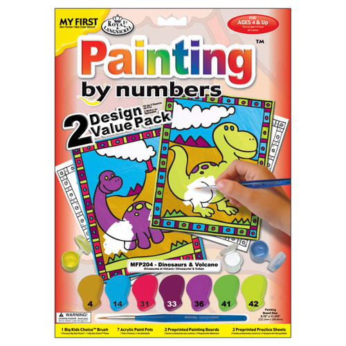 Royal & Langnickel(R) My First Paint By Number Kit 2/Pkg-Dinosaurs & Volcano MFPN2-04 - 090672056993