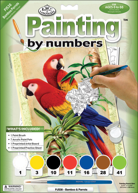 Royal & Langnickel(R) Small Paint By Number Kit 8.75"X11.75"-Bamboo & Parrots PJS-38 - 090672056696