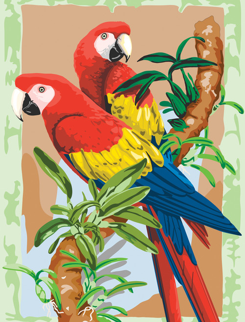 Royal & Langnickel(R) Small Paint By Number Kit 8.75"X11.75"-Bamboo & Parrots PJS-38