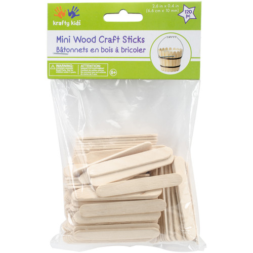 6 Pack - Krafty Kids Mini Craft Sticks-Natural 2.6" 120/Pkg - CW494 - 775749149708