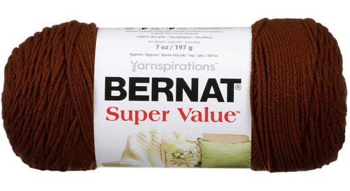 3 Pack - Bernat Super Value Solid Yarn-Walnut - 164053-7483 - 057355097483