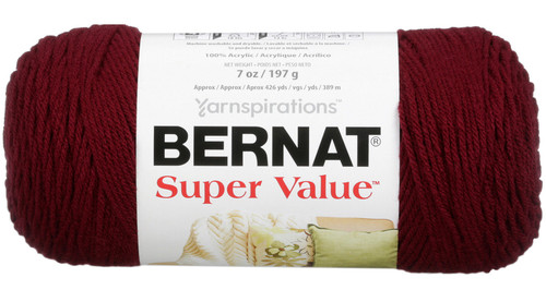 3 Pack - Bernat Super Value Solid Yarn-Burgundy - 164053-7636 - 057355097636